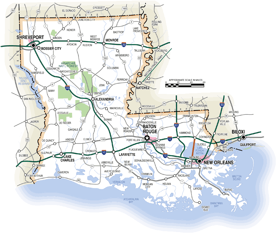 Louisiana Road Map